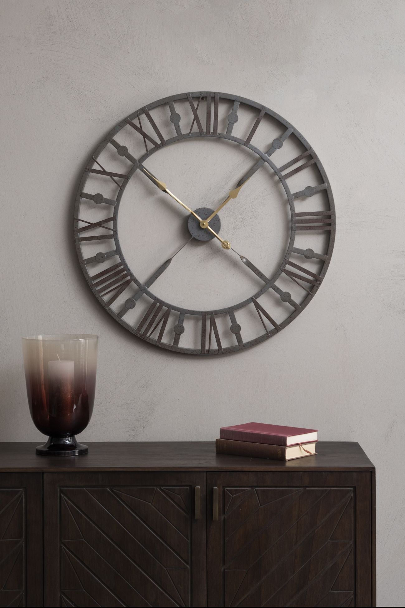 Antique Grey Skeleton Wall Clock - CLEARANCE